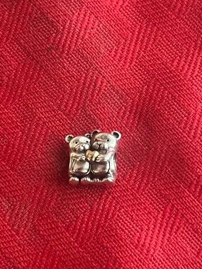 Authentic Pandora 925 silver and 14k heart bear hug charm